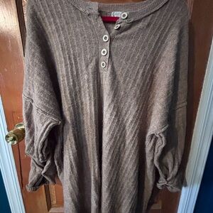 Free People Brown Knit Tunic Sweater